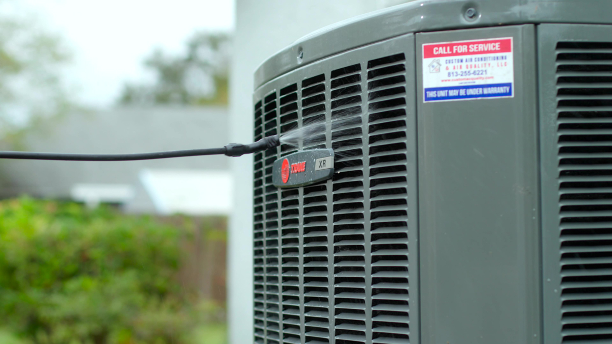 Custom air conditioning and air quality technician cleaning unit