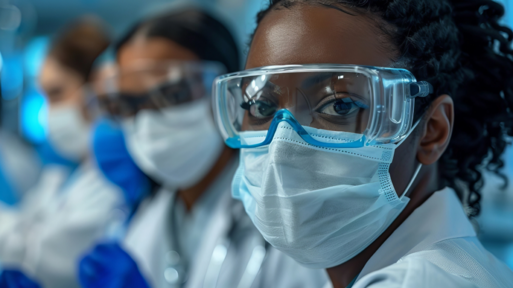 Healthcare HVACs: Ensuring Clean and Efficient Airflow in Medical Facilities 4 a healthcare worker wearing a mask in a clean room controlled by an advanced hvac system 1024x576 1