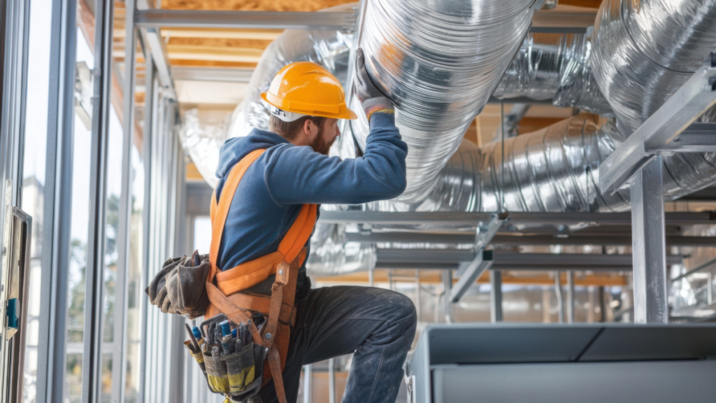 Healthcare HVACs: Ensuring Clean and Efficient Airflow in Medical Facilities 3 an hvac technician inspecting the ductwork of a healthcare facilitiys hvac system 1024x576 1
